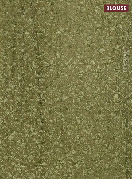 Banarasi semi crepe saree mehendi green with allover thread & zari woven brocade weaves and woven border