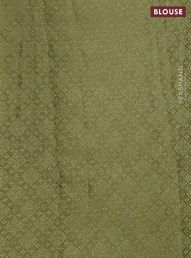 Banarasi semi crepe saree mehendi green with allover thread & zari woven brocade weaves and woven border