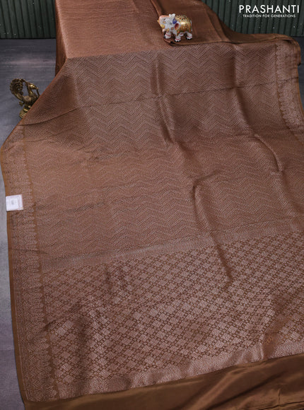 Banarasi semi crepe saree dark mehendi green with allover thread & zari woven brocade weaves and woven border