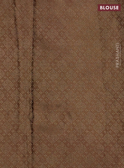 Banarasi semi crepe saree dark mehendi green with allover thread & zari woven brocade weaves and woven border