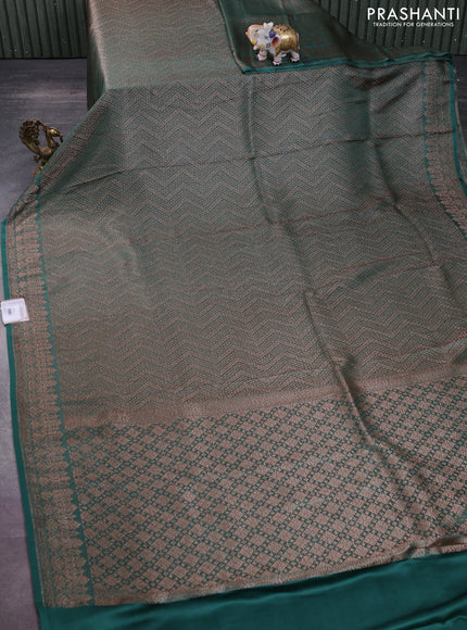 Banarasi semi crepe saree green with allover thread & zari woven brocade weaves and woven border