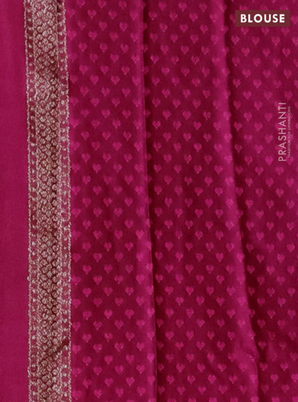 Banarasi semi crepe saree dark magenta pink with allover thread & zari woven brocade weaves and woven border