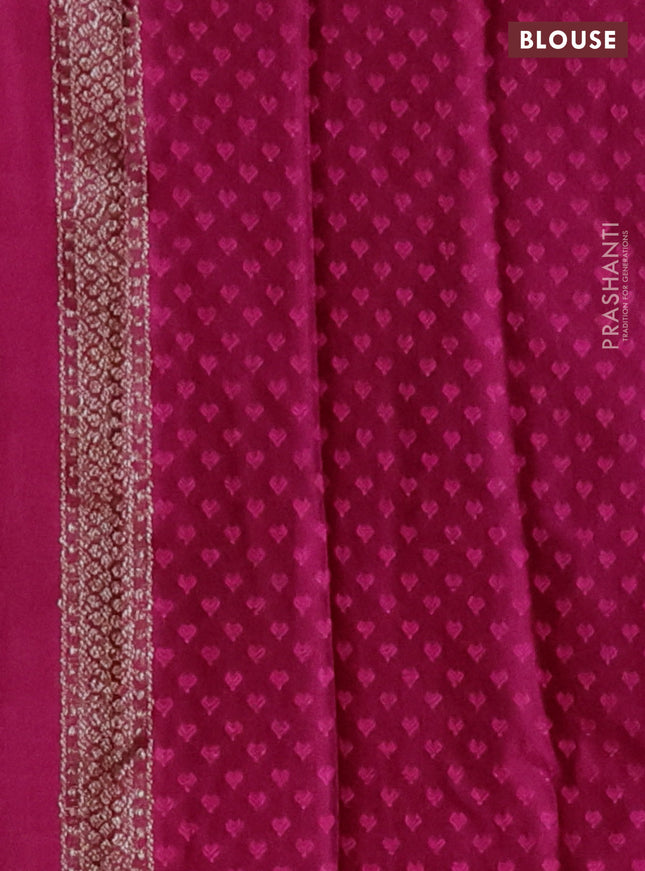 Banarasi semi crepe saree dark magenta pink with allover thread & zari woven brocade weaves and woven border