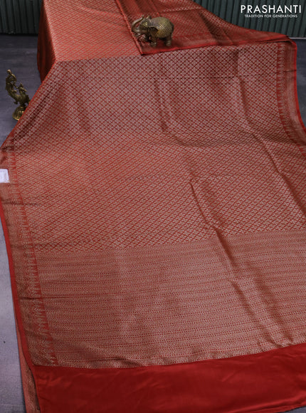Banarasi semi crepe saree maroon shade with allover thread & zari woven brocade weaves and woven border
