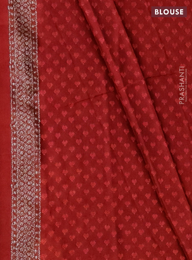 Banarasi semi crepe saree maroon shade with allover thread & zari woven brocade weaves and woven border