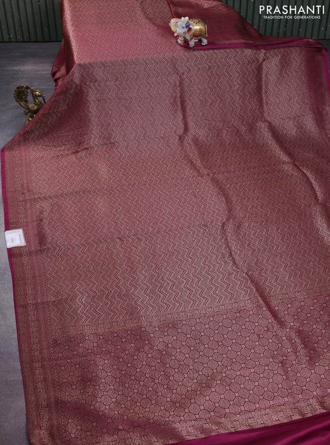 Banarasi semi crepe saree wine shade with allover thread & zari woven brocade weaves and woven border