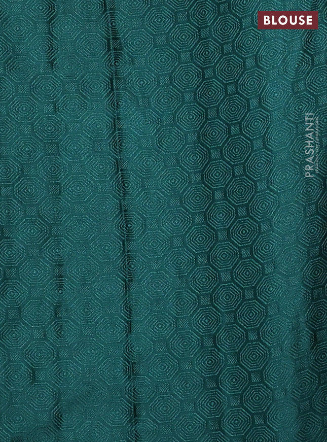 Banarasi semi crepe saree dark green with allover thread & zari woven brocade weaves and woven border
