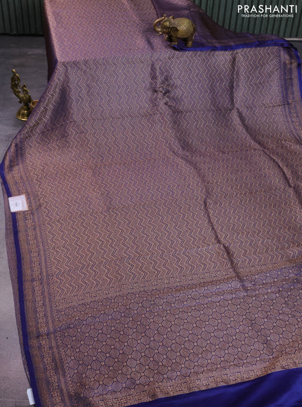 Banarasi semi crepe saree blue with allover thread & zari woven brocade weaves and woven border