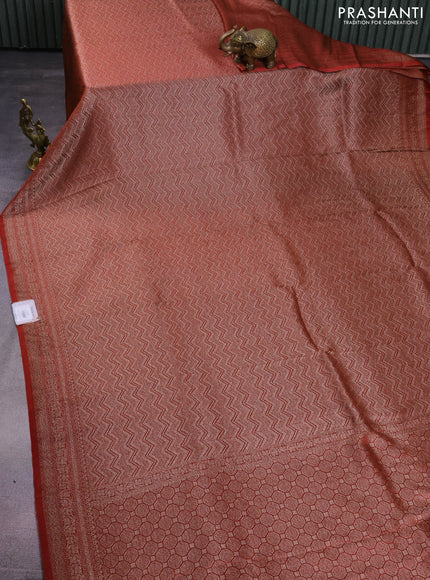 Banarasi semi crepe saree maroon shade with allover thread & zari woven brocade weaves and woven border