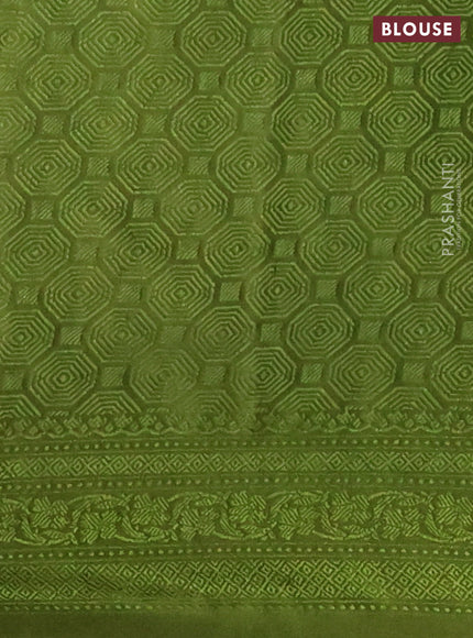 Banarasi semi crepe saree mehendi green with allover thread & zari woven brocade weaves and woven border