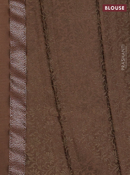 Banarasi semi crepe saree brown with allover thread & zari woven brocade weaves and woven border