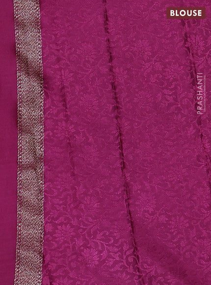 Banarasi semi crepe saree dark magenta pink with allover thread & zari woven brocade weaves and woven border