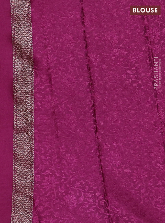 Banarasi semi crepe saree dark magenta pink with allover thread & zari woven brocade weaves and woven border