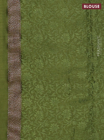 Banarasi semi crepe saree mehendi green with allover thread & zari woven brocade weaves and woven border