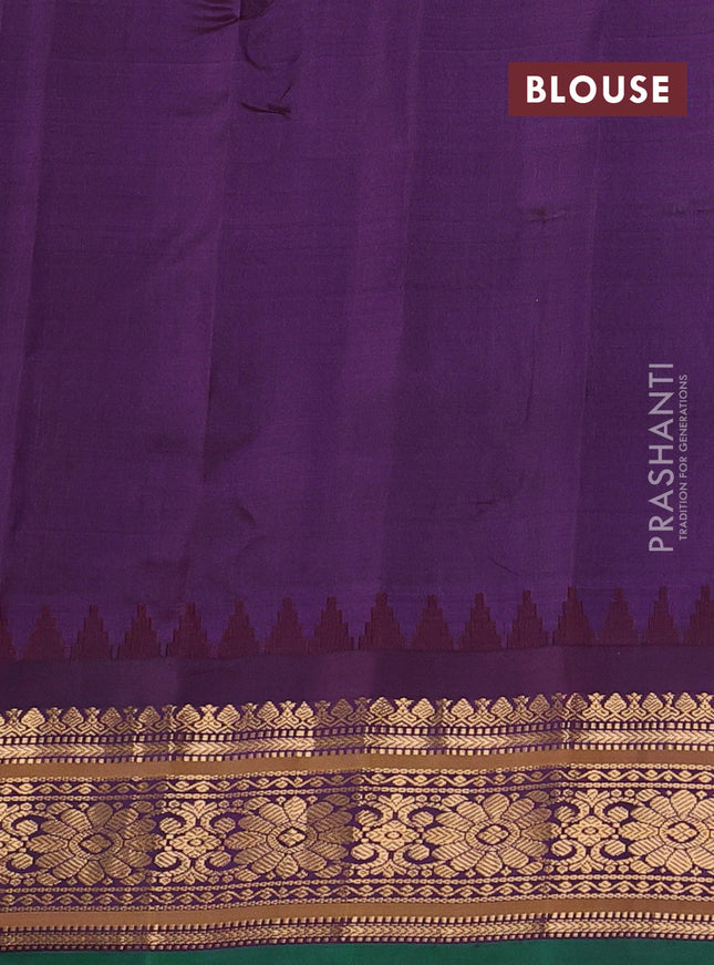 Pure gadwal silk saree pale yellow and wine shade with floral zari woven buttas and temple design zari woven border