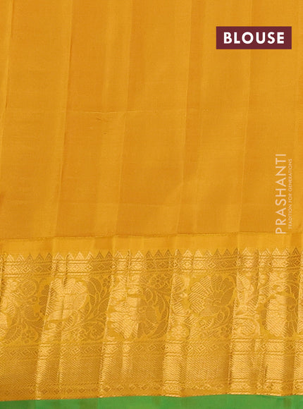 Pure gadwal silk saree dark magenta pink and mustard yellow with allover zari weaves & Buttas and rich floral zari woven korvai border