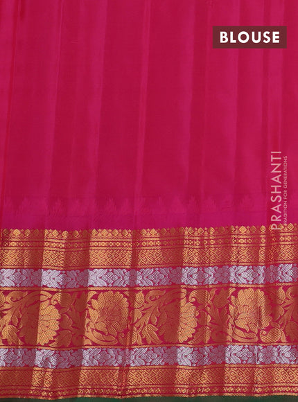 Pure gadwal silk saree mustard yellow and pink with zari woven buttas and temple design long zari woven border