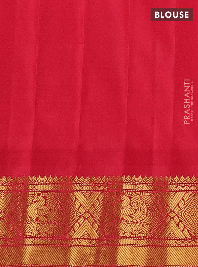 Pure gadwal silk saree black and red with zari woven buttas and temple design zari woven border