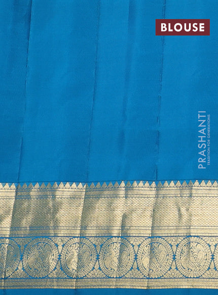 Pure gadwal silk saree peach pink shade and teal blue with zari woven buttas and rich zari woven korvai border