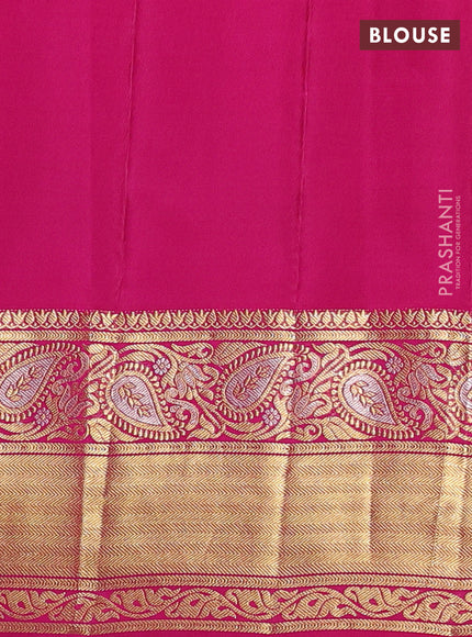 Pure gadwal silk saree green and pink with zari woven buttas and long rich zari woven korvai border