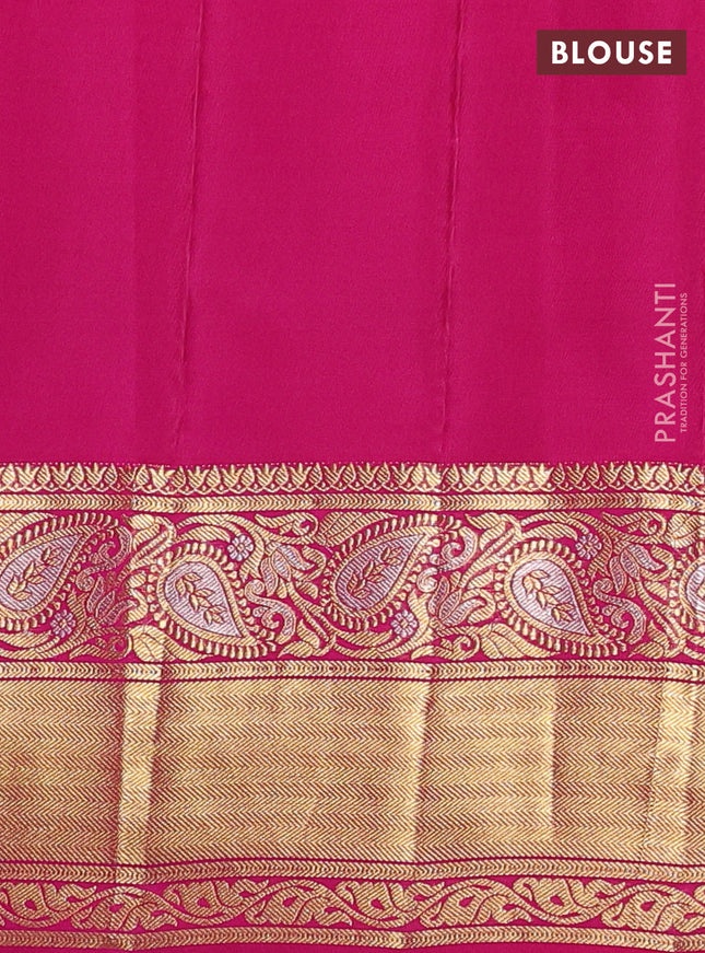 Pure gadwal silk saree green and pink with zari woven buttas and long rich zari woven korvai border