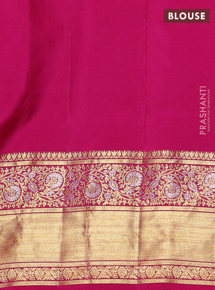 Pure gadwal silk saree dark blue and pink with zari woven buttas and long rich zari woven korvai border