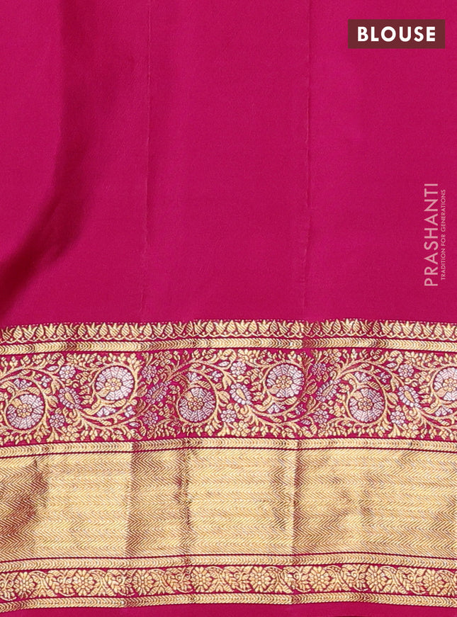 Pure gadwal silk saree dark blue and pink with zari woven buttas and long rich zari woven korvai border
