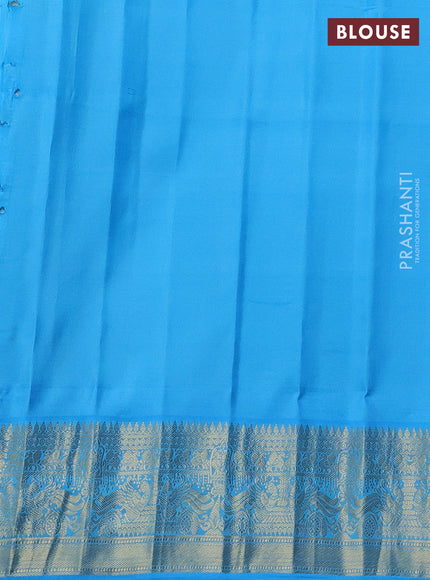 Pure gadwal silk saree pink and light blue with annam zari woven buttas and temple design zari woven border