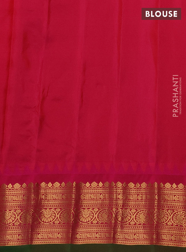 Pure gadwal silk saree black and pink with allover zari checks & buttas and temple design zari woven korvai border