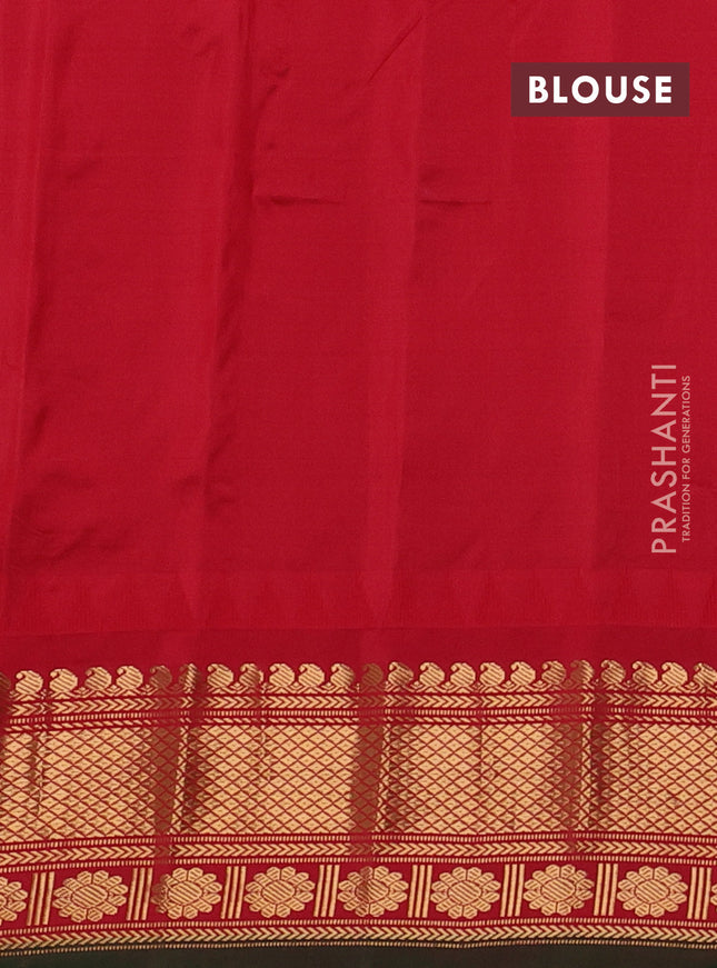 Pure gadwal silk saree cream and red with zari woven buttas and temple design zari woven border