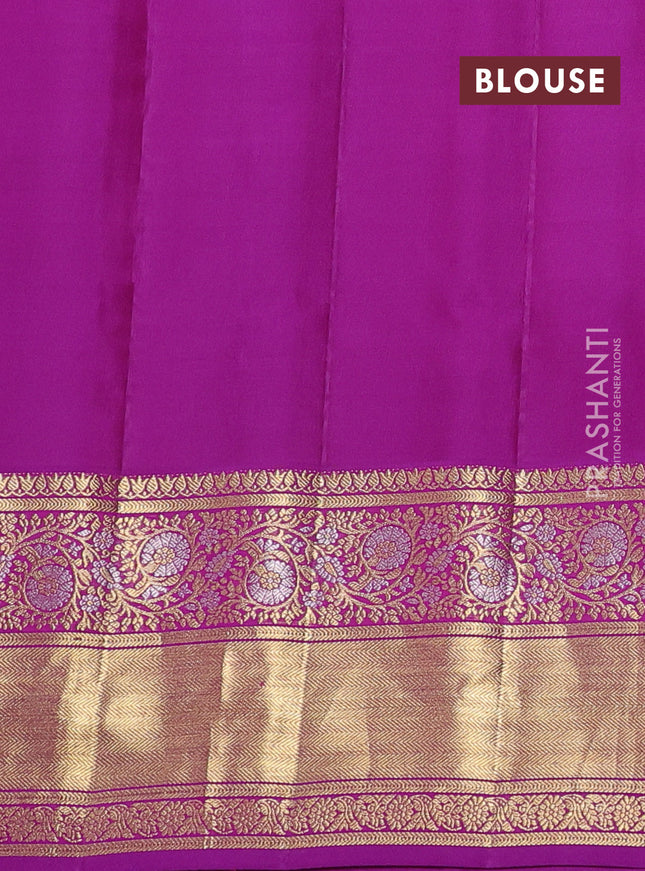Pure gadwal silk saree teal green shade and purple with zari woven buttas and rich zari woven korvai border