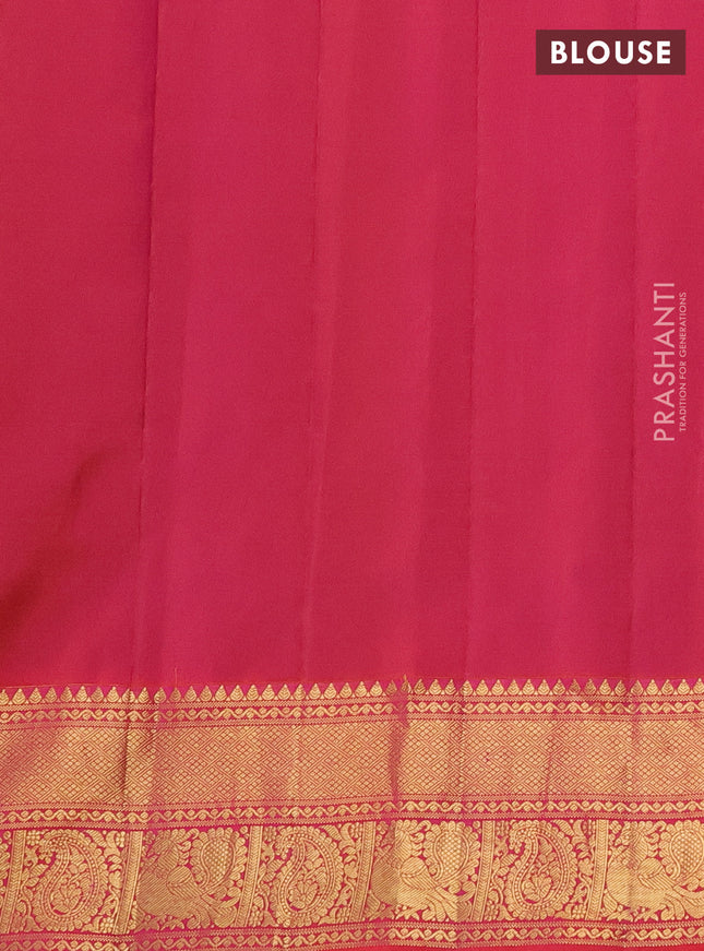 Pure gadwal silk saree lavender shade and dual shade of pinkish orange with annam zari woven buttas and temple design zari woven border