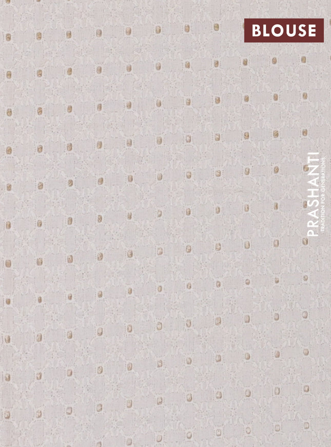 Semi pashmina silk saree yellow and cream with allover butta prints and crocia lace work border