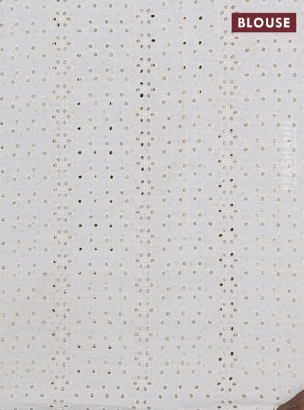 Semi pashmina silk saree sap green and cream with allover butta prints and crocia lace work border