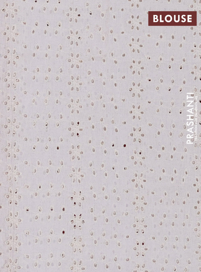 Semi pashmina silk saree red and cream with allover prints and crocia lace work border