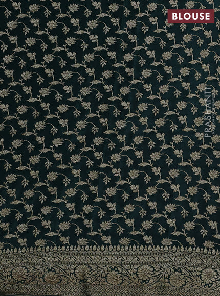 Banarasi crepe partly saree pink and dark green with allover thread & zari woven butta weaves and woven border