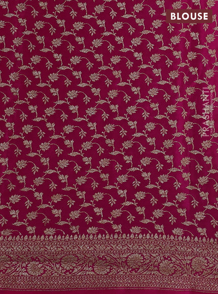 Banarasi crepe partly saree yellow and pink with allover thread & zari woven butta weaves and woven border