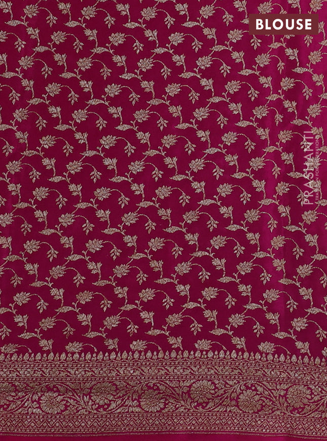 Banarasi crepe partly saree yellow and pink with allover thread & zari woven butta weaves and woven border