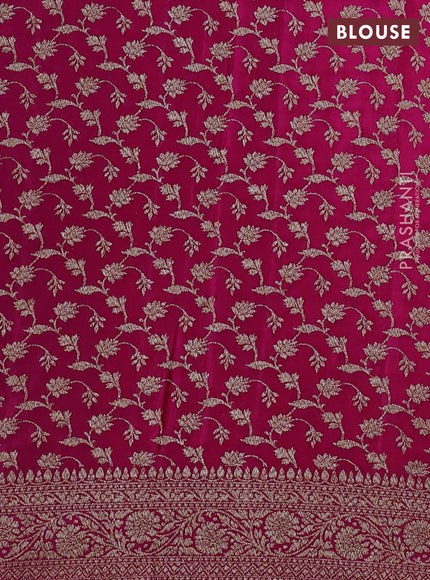 Banarasi crepe partly saree orange and pink with allover thread & zari woven butta weaves and woven border