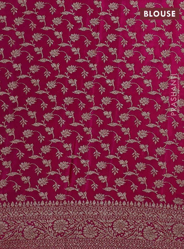 Banarasi crepe partly saree orange and pink with allover thread & zari woven butta weaves and woven border