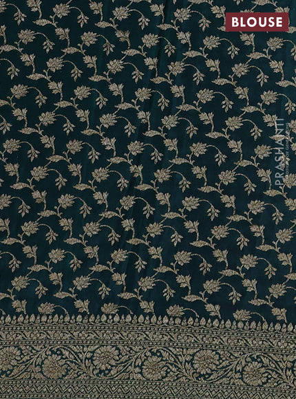 Banarasi crepe partly saree red and dark green with allover thread & zari woven butta weaves and woven border