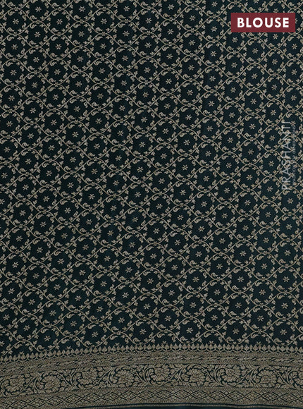 Banarasi crepe partly saree pink and dark green with allover thread & zari woven butta weaves and woven border