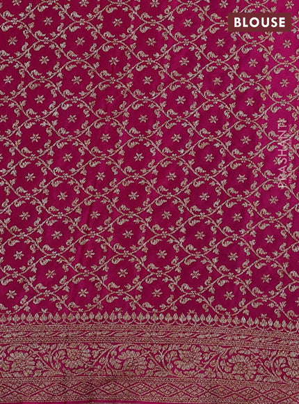 Banarasi crepe partly saree violet and pink with allover thread & zari woven butta weaves and woven border