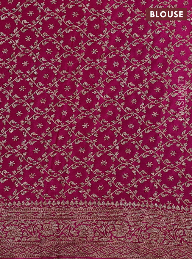 Banarasi crepe partly saree violet and pink with allover thread & zari woven butta weaves and woven border