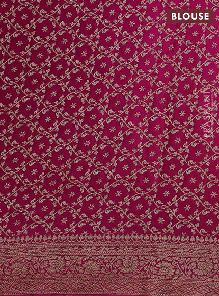 Banarasi crepe partly saree yellow and pink with allover thread & zari woven butta weaves and woven border