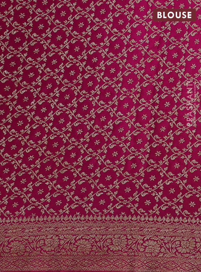 Banarasi crepe partly saree yellow and pink with allover thread & zari woven butta weaves and woven border