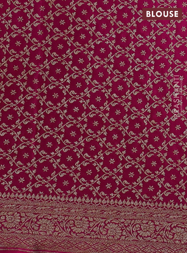 Banarasi crepe partly saree orange and pink with allover thread & zari woven butta weaves and woven border