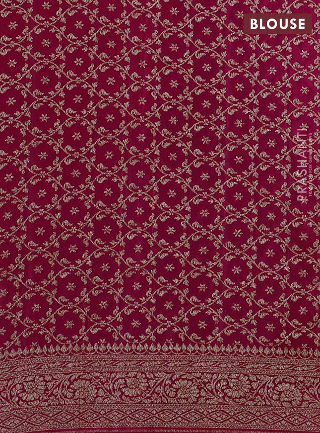 Banarasi crepe partly saree black and pink with allover thread & zari woven butta weaves and woven border