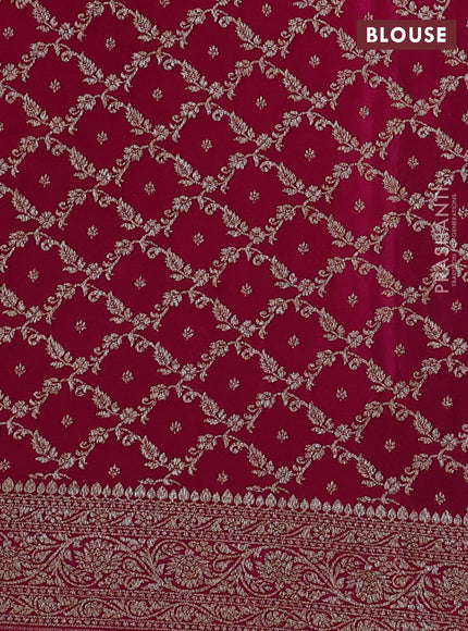 Banarasi crepe partly saree black and pink with allover thread & zari woven butta weaves and woven border