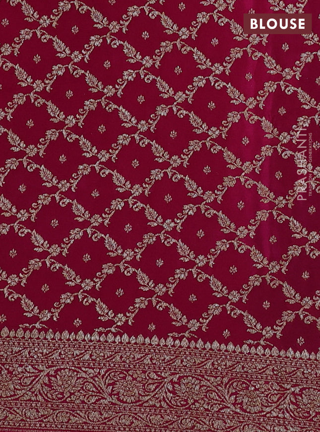 Banarasi crepe partly saree black and pink with allover thread & zari woven butta weaves and woven border